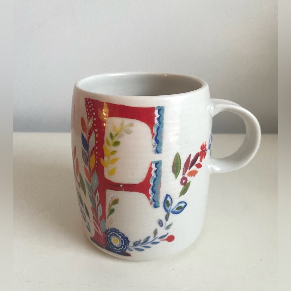 Anthropologie Floral Initial F Mug Starla M. Halfmann